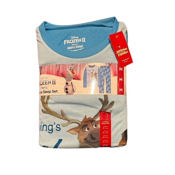 Disney Frozen 2 Mens 2-Piece Blue Long Sleeve Sleepwear Pajama Set - Picture 5 of 11